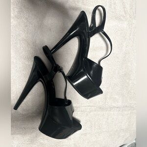 Ellie platform, black leather heels.